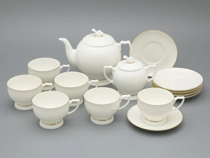 Сервиз чайный форма Жемчужина рисунок Золотая лента, 6 персон 14 предметов, арт. 81.26223.00.1, 