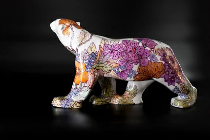 Скульптура Медведь идущий, большой размер, рисунок Цветущая Арктика, арт 62.21613.00.1