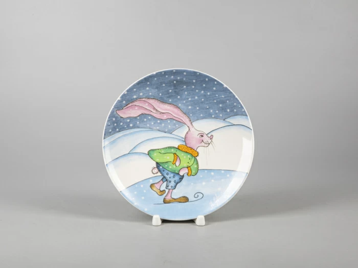 Декоративная тарелка 195 мм форма Эллипс рисунок Зима. Заяц арт. 81.31055.00.1, 