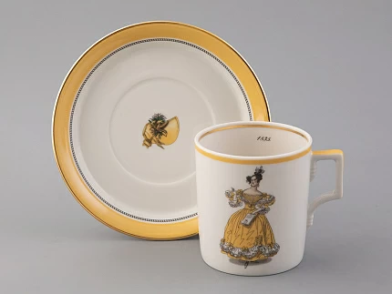 Чашка с блюдцем чайная 220 мл форма Гербовая рисунок Modes de Paris 1835 арт. 81.25416.00.1