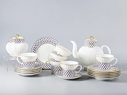 Сервиз чайный Волна Кобальтовая сетка, 6 персон 20 предметов, арт. 81.20893.00.1 Сервиз чайный Волна Кобальтовая сетка, 6 персон 20 предметов, арт. 81.20893.00.1