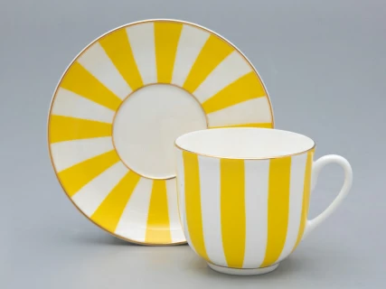 Чашка с блюдцем кофейная 180 мл., форма Ландыш 2, рисунок Да и нет (желтый) арт. 81.25352.00.5, 