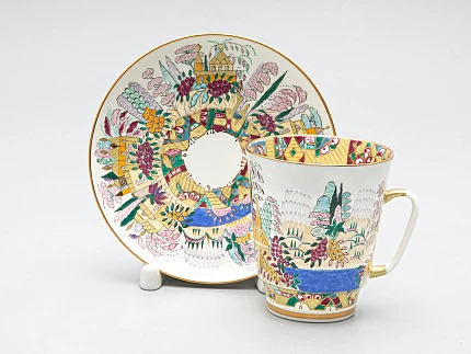 Чашка с блюдцем кофейная 165 мл форма Майская рисунок Весна арт. 81.10505.00.1 Чашка с блюдцем кофейная 165 мл форма Майская рисунок Весна арт. 81.10505.00.1