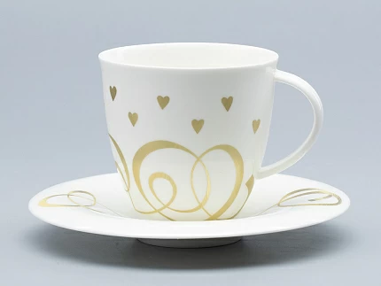 Чашка с блюдцем чайная форма Оливия рисунок Сердечки арт. 81.31428.00.1 Чашка с блюдцем чайная форма Оливия рисунок Сердечки арт. 81.31428.00.1