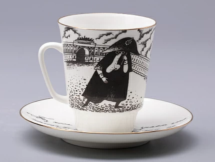 Чашка с блюдцем 165 мл форма Майская рисунок Русские писатели  Гоголь, арт. 81.31156.00.1 Чашка с блюдцем 165 мл форма Майская рисунок Русские писатели  Гоголь, арт. 81.31156.00.1