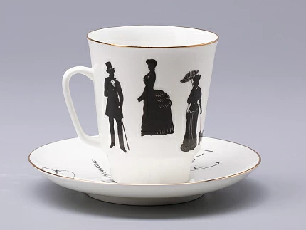 Чашка с блюдцем 165 мл форма Майская рисунок Русские писатели Чехов, арт. 81.31160.00.1 Чашка с блюдцем 165 мл форма Майская рисунок Русские писатели Чехов, арт. 81.31160.00.1