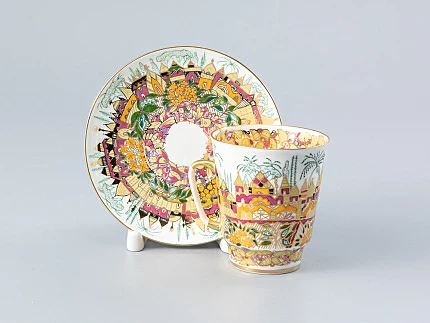 Чашка с блюдцем кофейная 165 мл форма Майская рисунок Весна золотая арт. 81.10383.00.1 Чашка с блюдцем кофейная 165 мл форма Майская рисунок Весна золотая арт. 81.10383.00.1