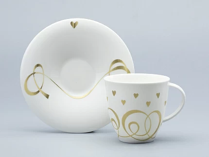 Чашка с блюдцем чайная форма Оливия рисунок Сердечки арт. 81.31428.00.1 Чашка с блюдцем чайная форма Оливия рисунок Сердечки арт. 81.31428.00.1