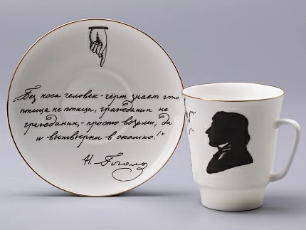 Чашка с блюдцем 165 мл форма Майская рисунок Русские писатели  Гоголь, арт. 81.31156.00.1 Чашка с блюдцем 165 мл форма Майская рисунок Русские писатели  Гоголь, арт. 81.31156.00.1